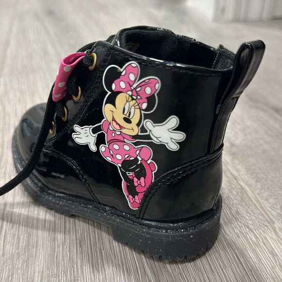 Minnie Mouse High Top Black Combat Boots Toddler Girls Baby Size 6 Disney - Picture 6 of 13